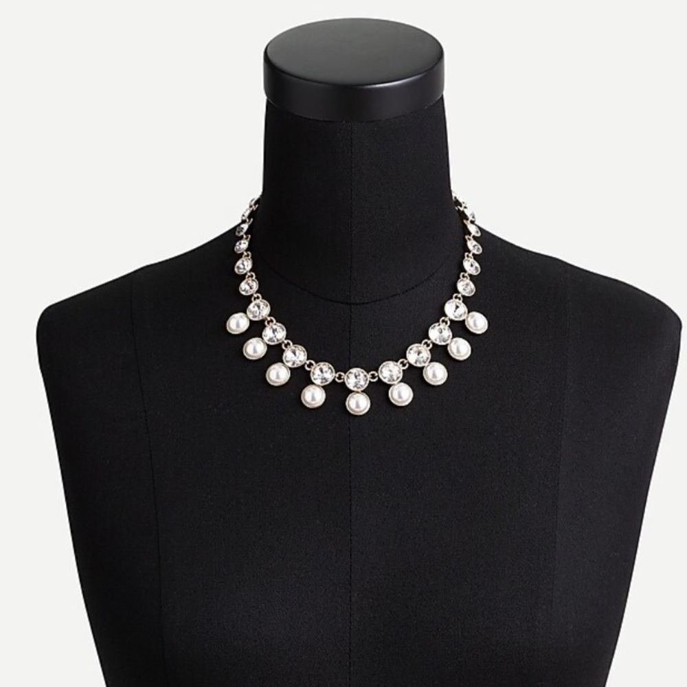 J crew pearl crystal snowfall necklace